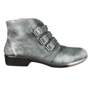 NAOT Women’s Luisa Green Distressed Buckle Ankle Boot Size 38 US 8/8.5